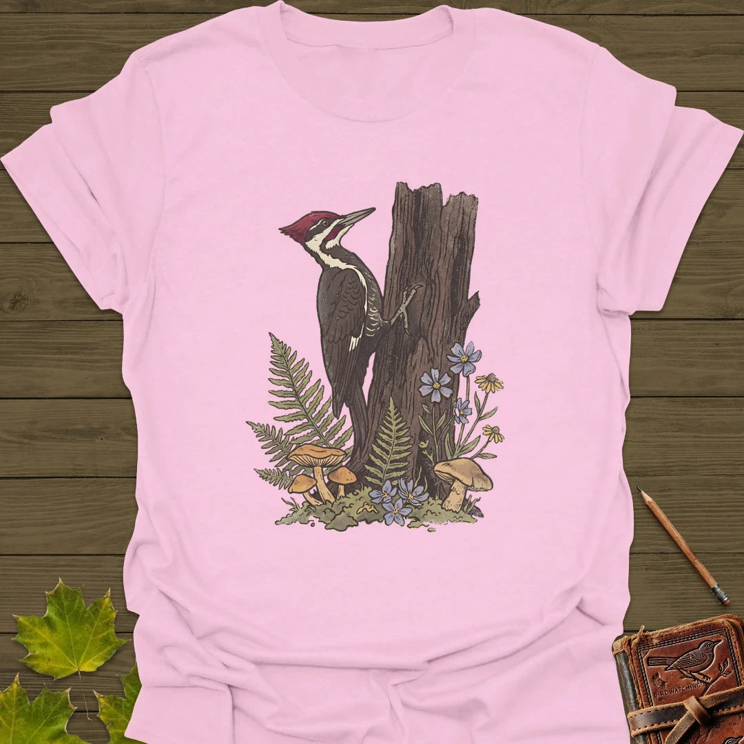 Pileated Woodpecker T-Shirt Light Pink