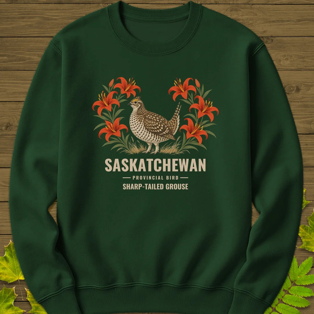 Saskatchewan Provincial Bird Sweatshirt in Forest Green