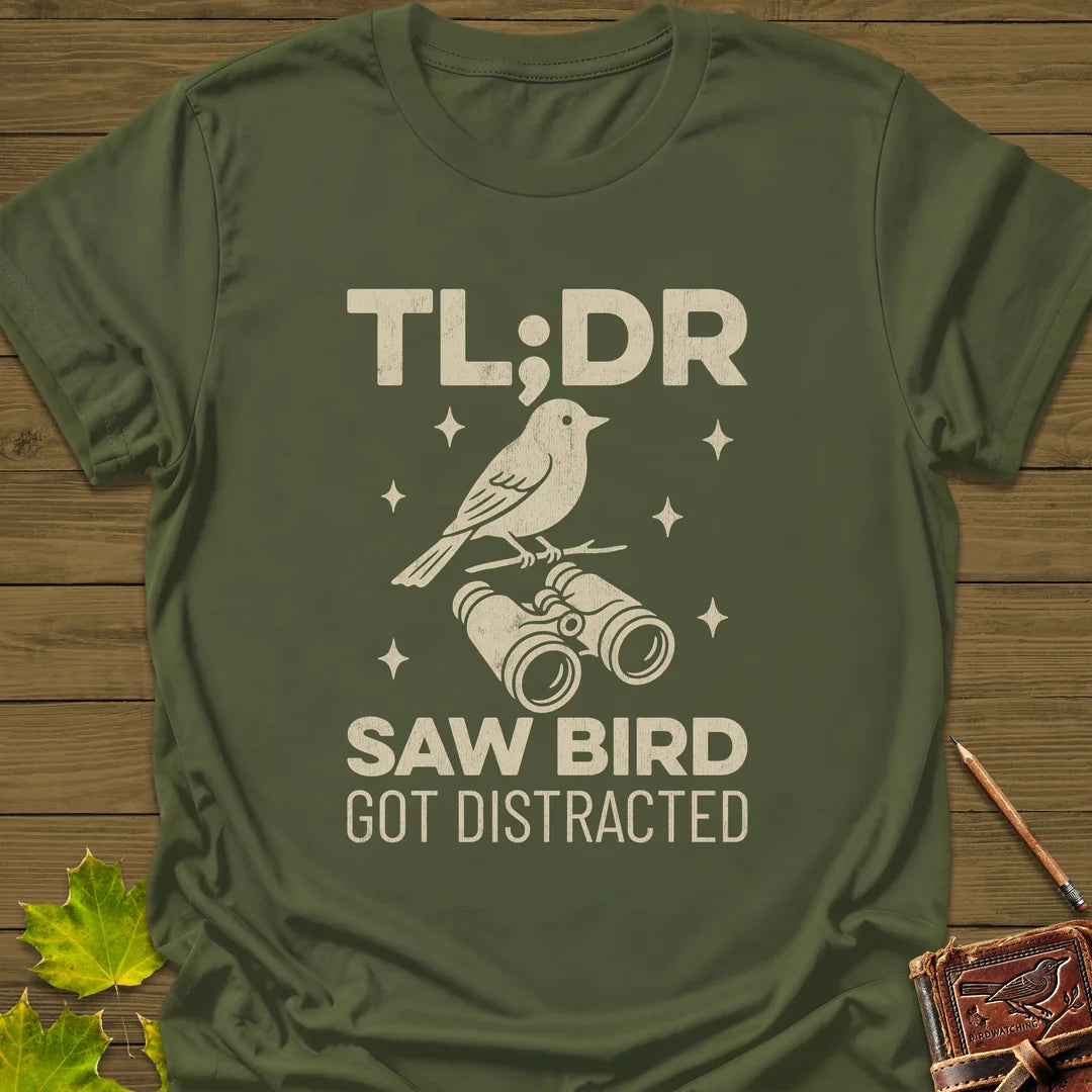 Saw Bird Distracted T-Shirt in Military Green