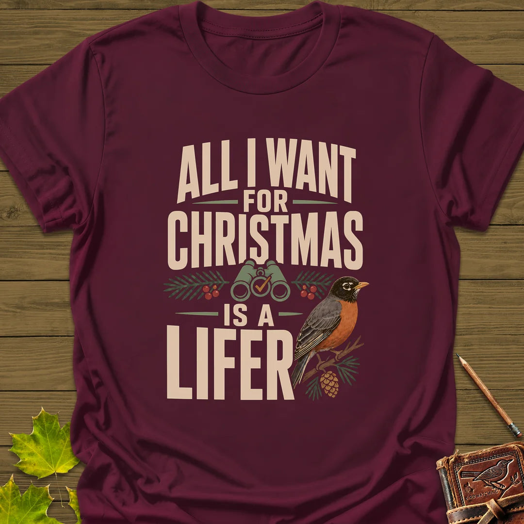 Christmas Lifer Robin T-Shirt in Maroon