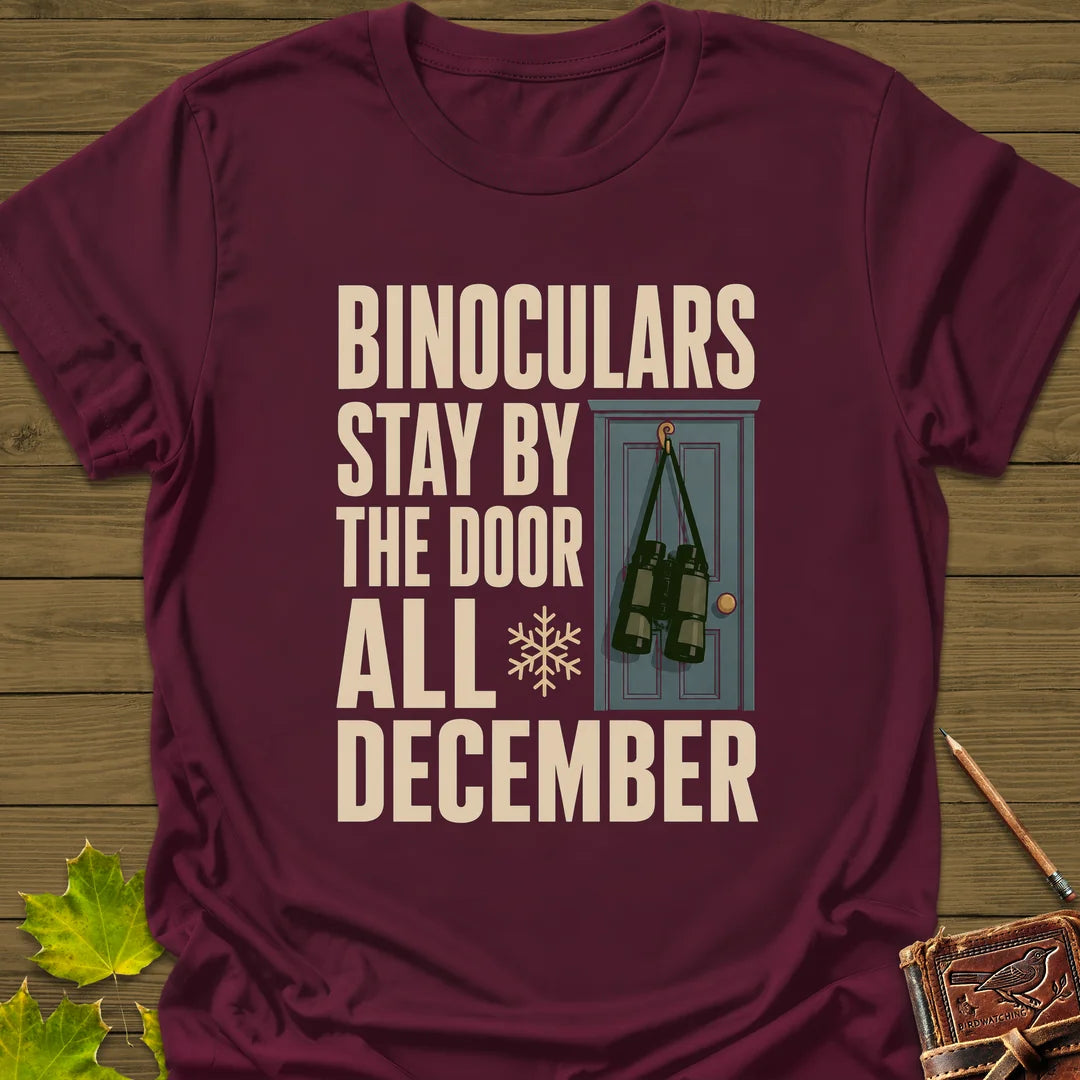 Binoculars By The Door T-Shirt in Maroon