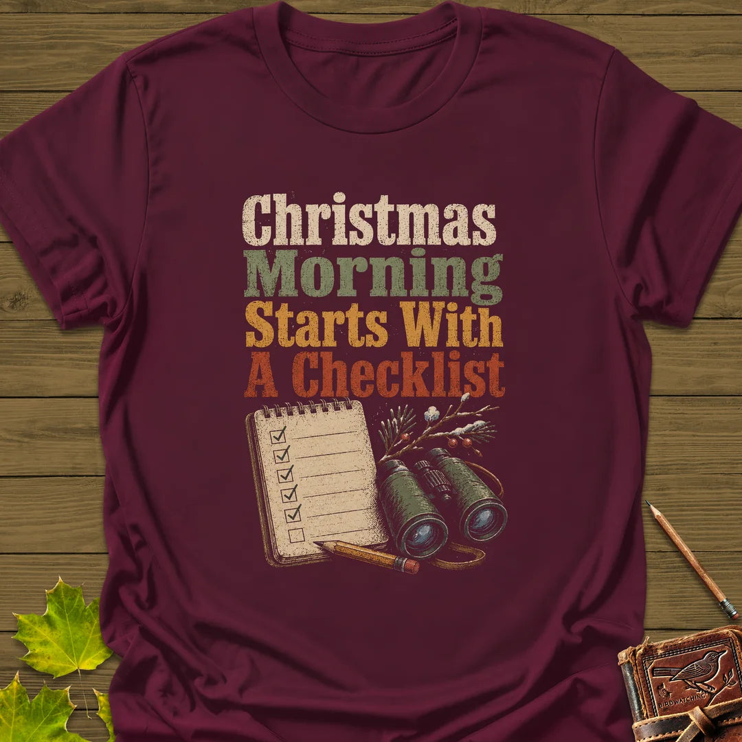 Christmas Checklist T-Shirt in Maroon