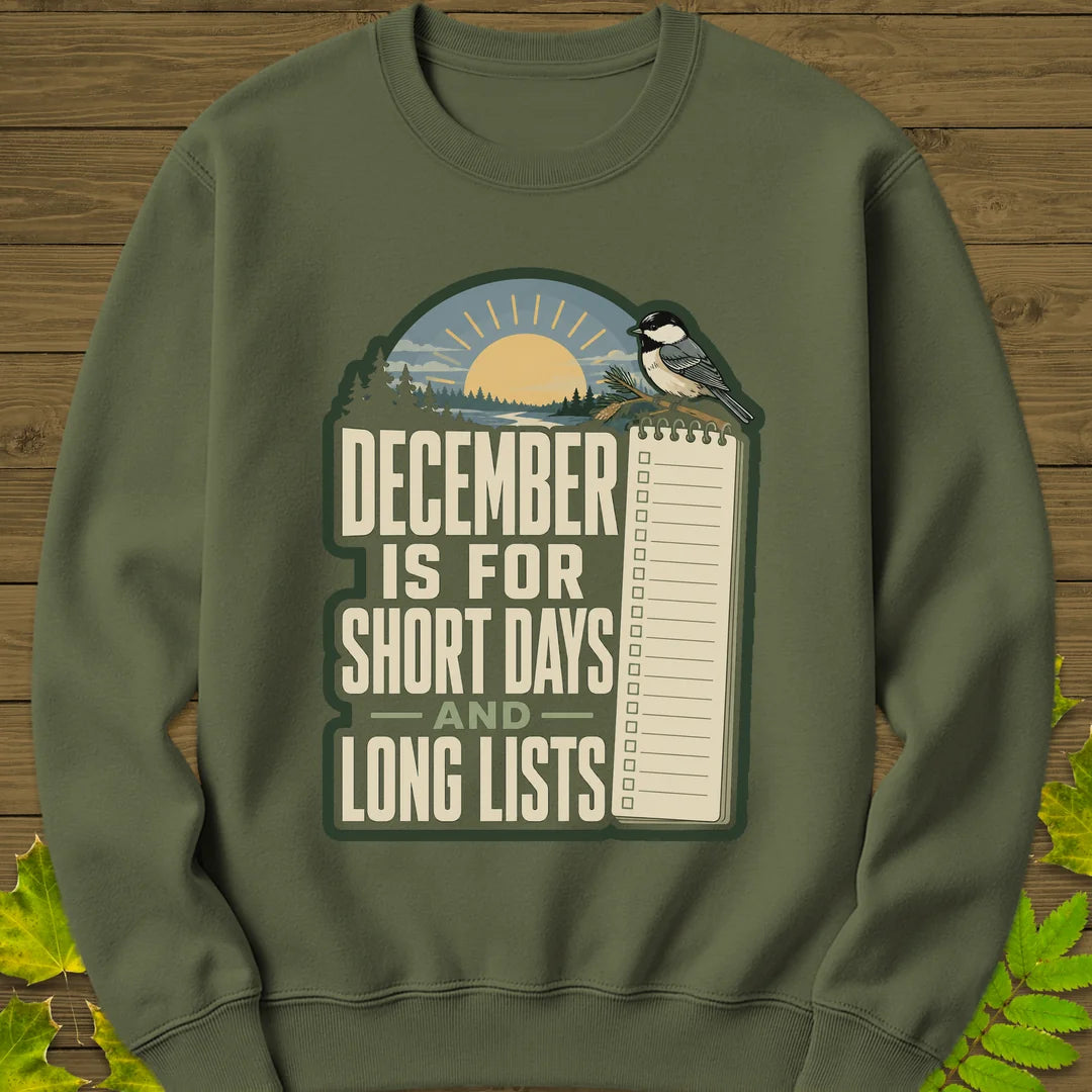 Short Days Long Lists Sweatshirt in Military Green