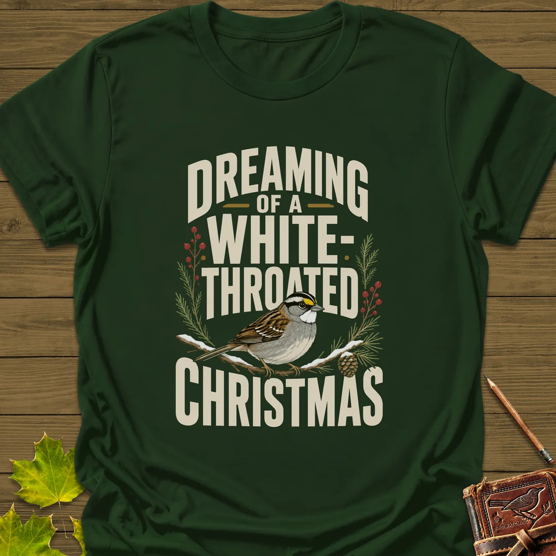 White-Throated Christmas T-Shirt in Forest Green