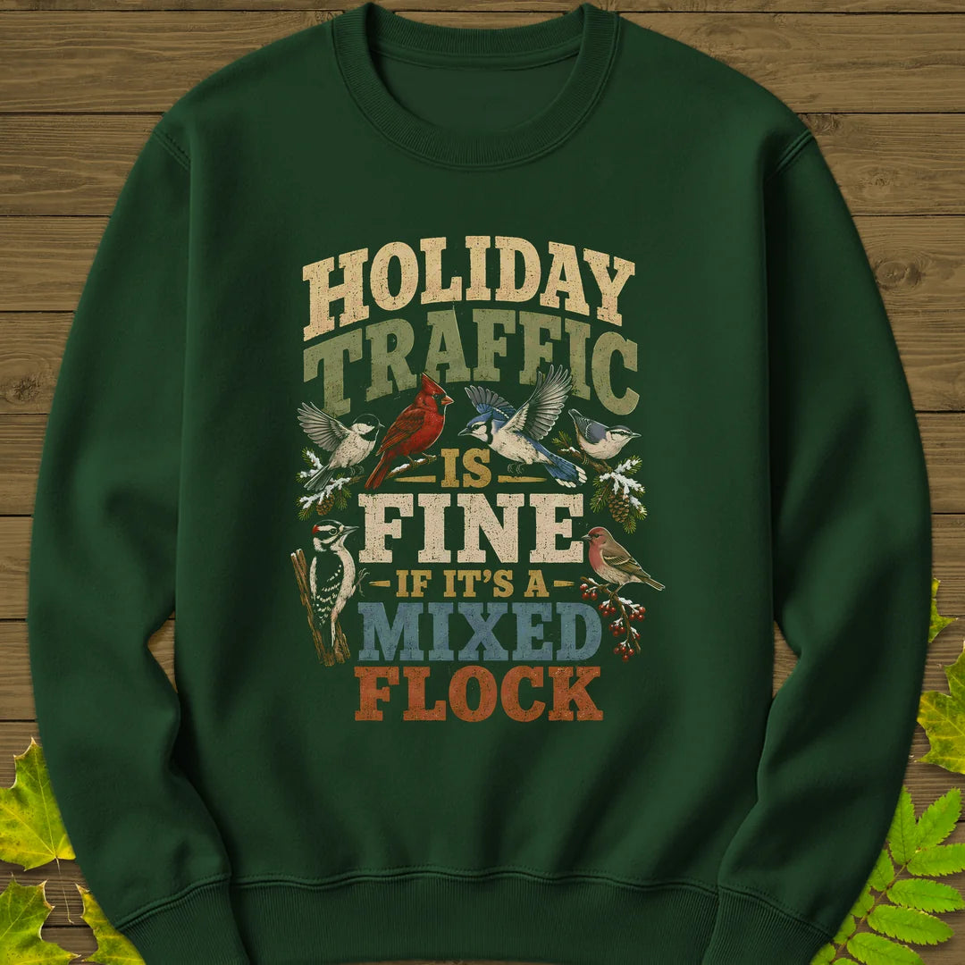 Mixed Flock Traffic Sweatshirt in Forest Green