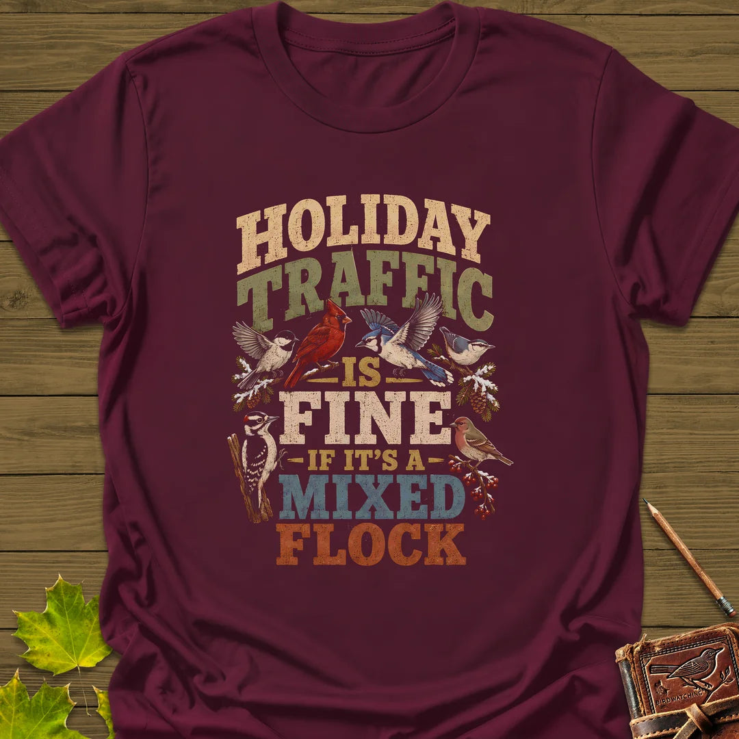 Mixed Flock Traffic T-Shirt in Maroon