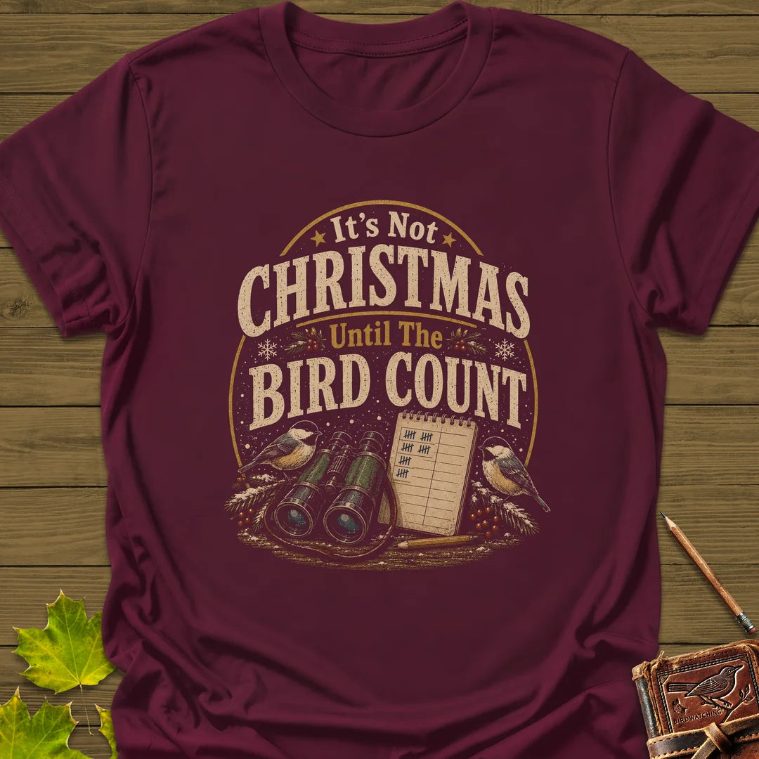 Bird Count Christmas T-Shirt in Maroon