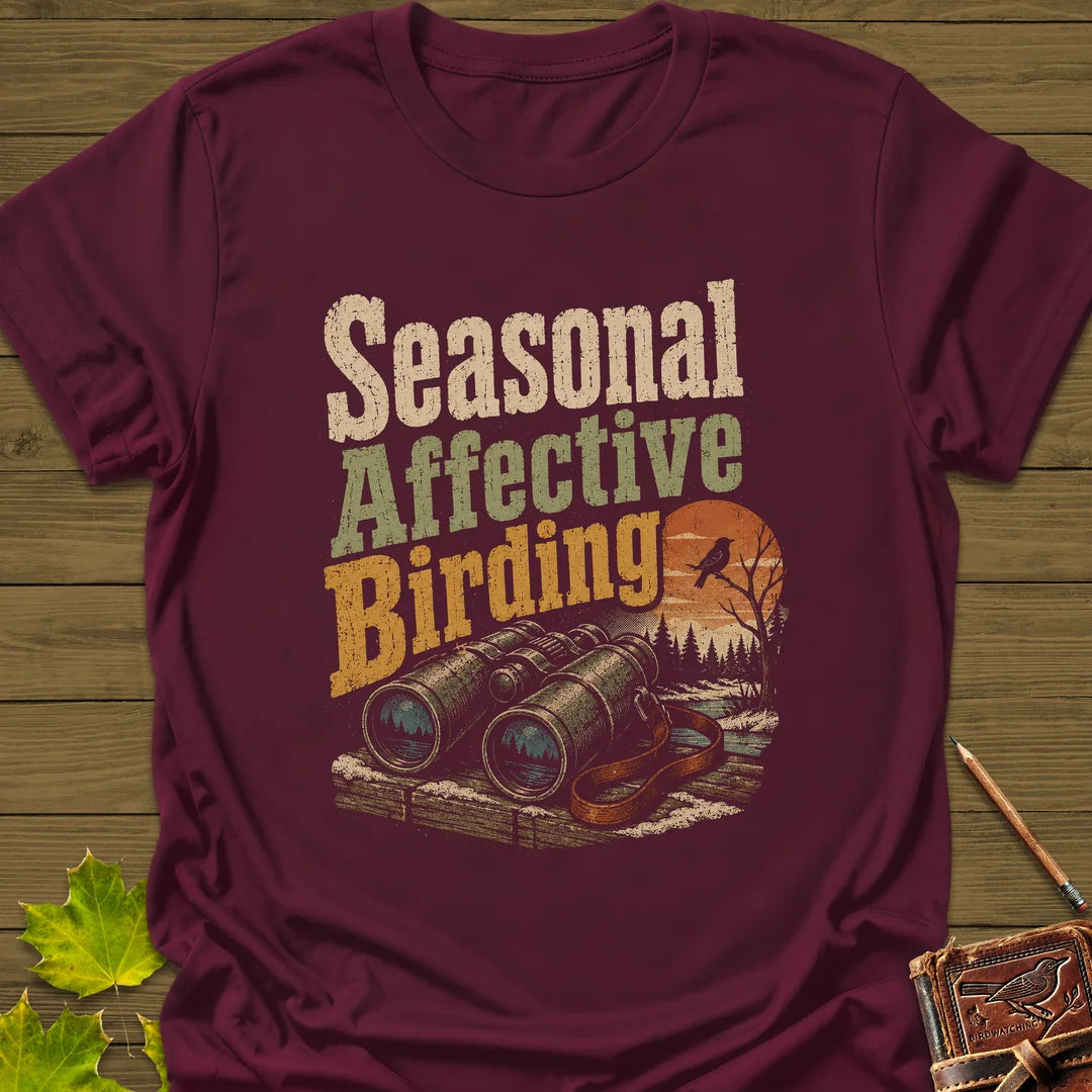 Seasonal Affective Birding T-Shirt in Maroon