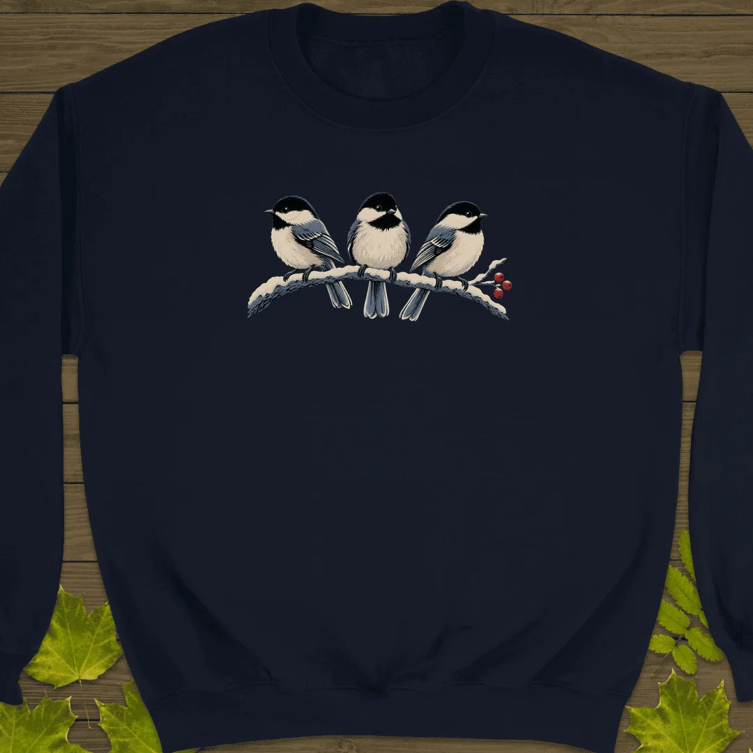 Winter Berry Chickadees Sweatshirt in Navy