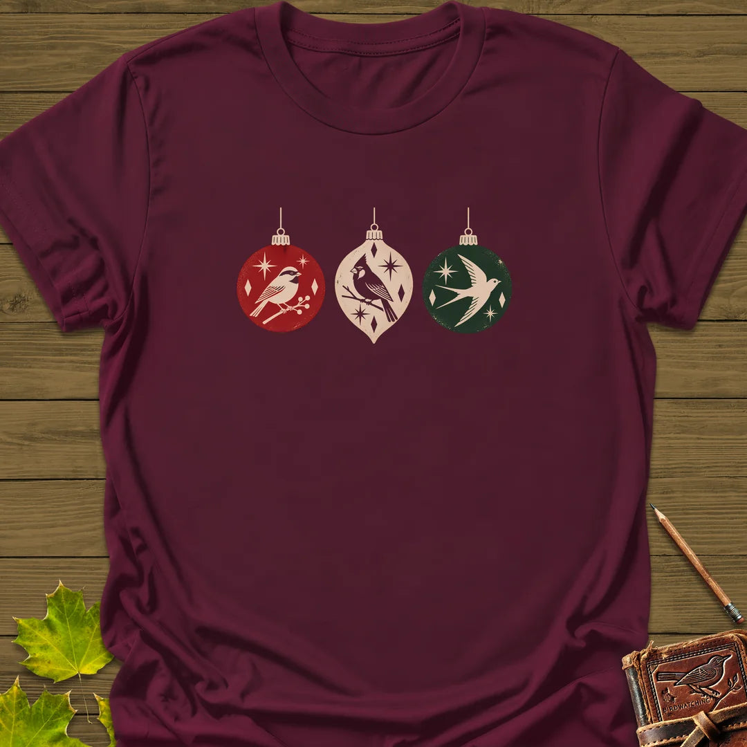 Ornament Flock T-Shirt in Maroon