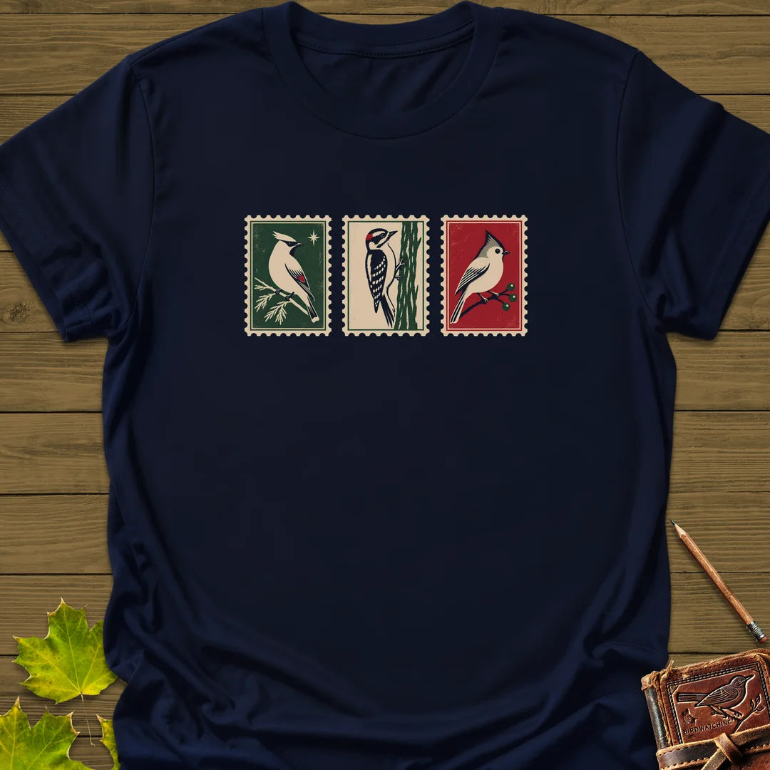 Winter Postage Trio T-Shirt in Navy