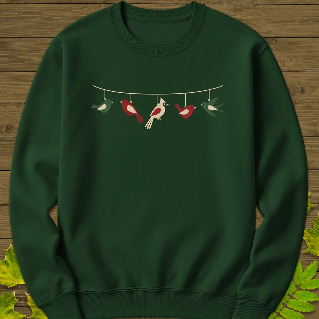 Feathered Garland Sweatshirt in Forest Green