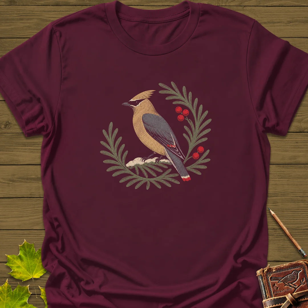 Berries And Branches T-Shirt in Maroon