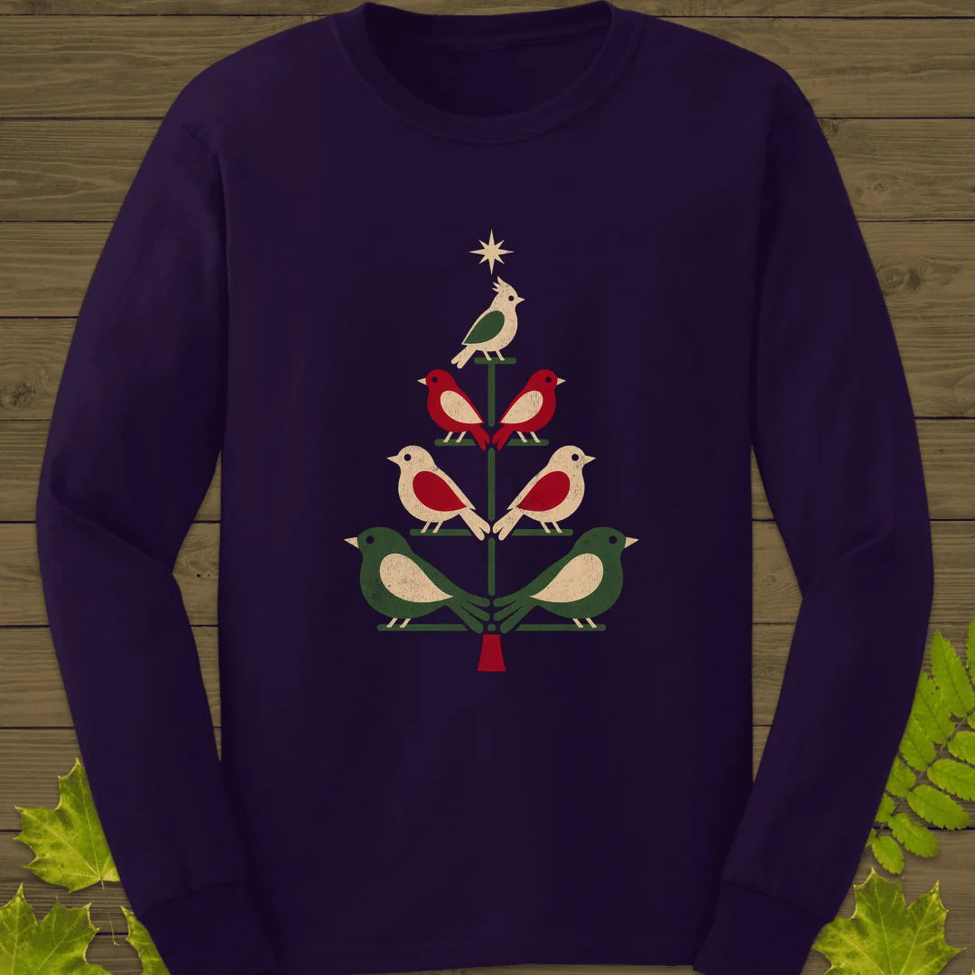 Bird Tree Ornaments Long Sleeve in Purple