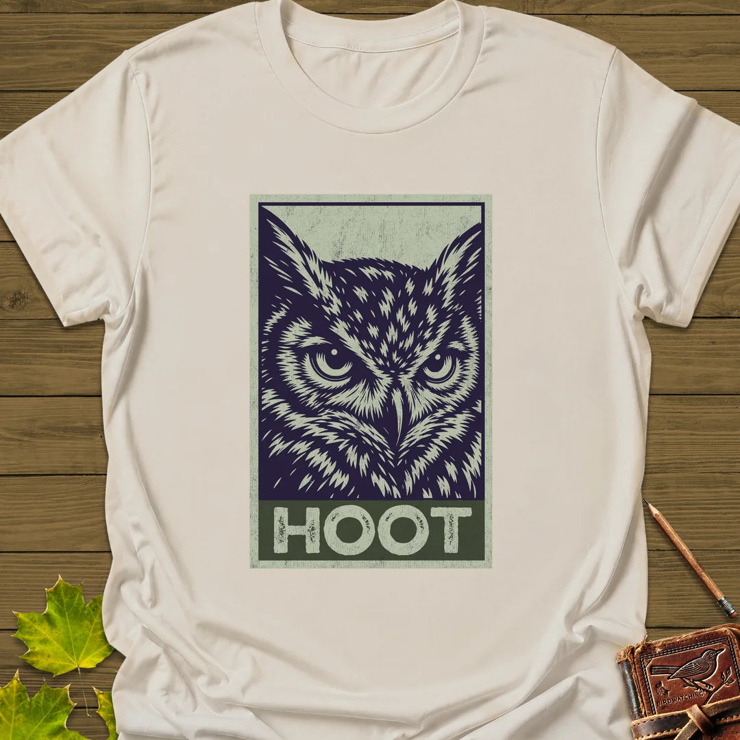 Stern Owl Stare T-Shirt in Natural