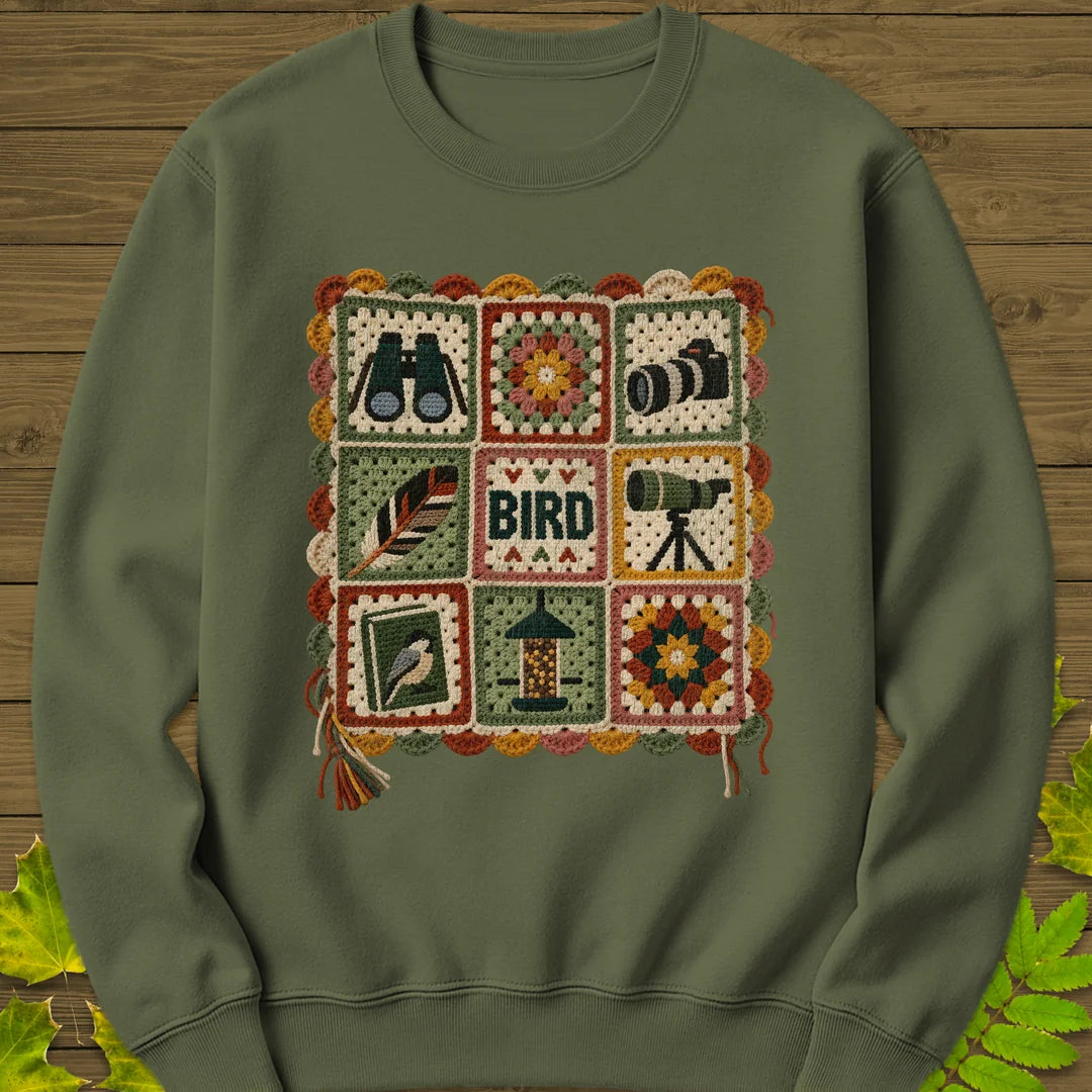 Birder's Sampler Sweatshirt in Military Green