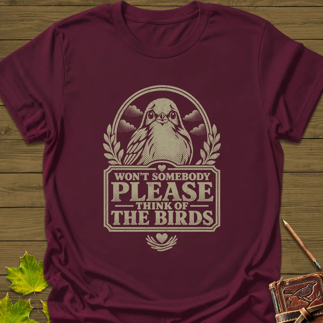 Think Of Birds T-Shirt in Maroon