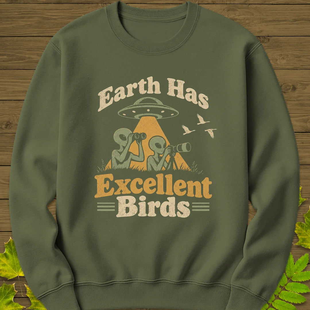 Alien Birders Sweatshirt in Military Green