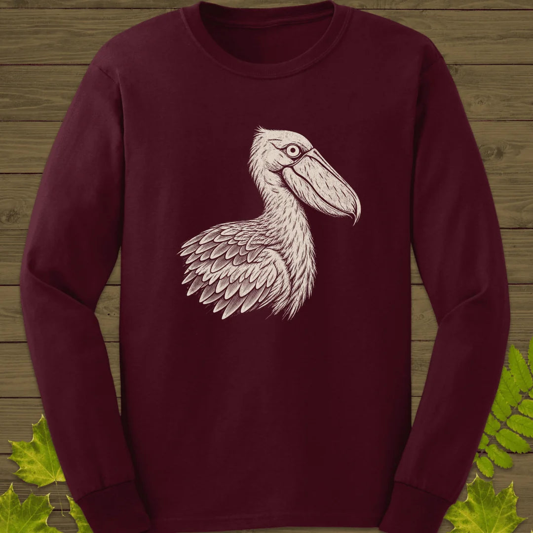 Shoebill Stare Long Sleeve in Maroon