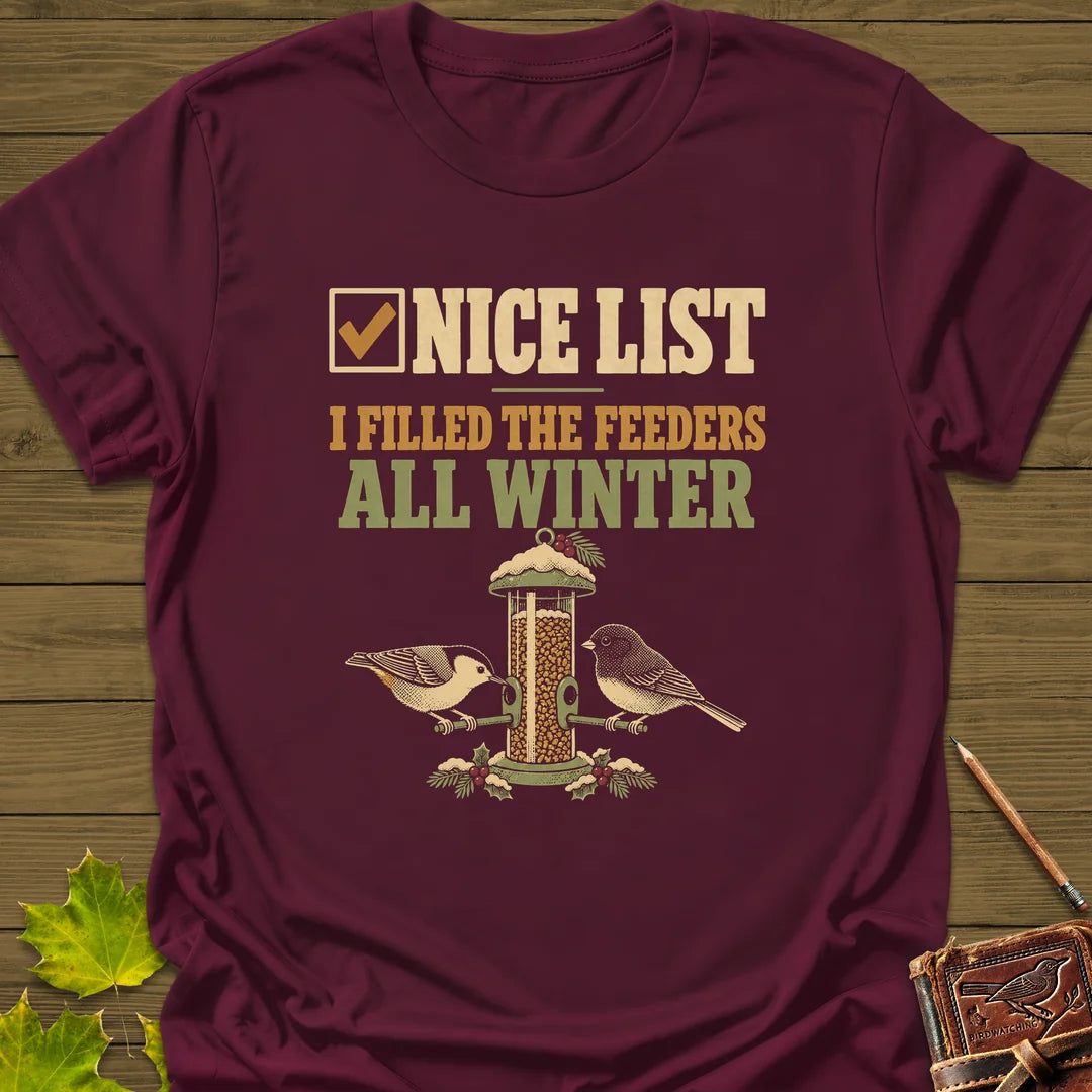 Nice List Feeders T-Shirt in Maroon