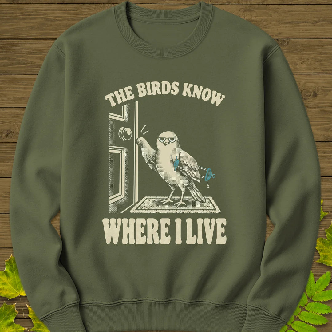 Birds Know Sweatshirt in Military Green