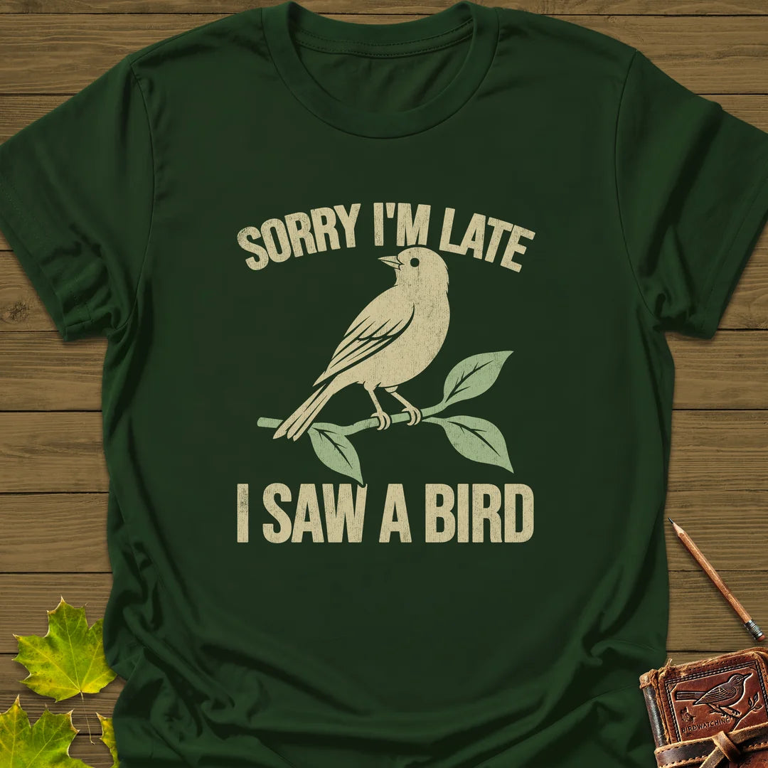 Late For Birds T-Shirt in Forest Green