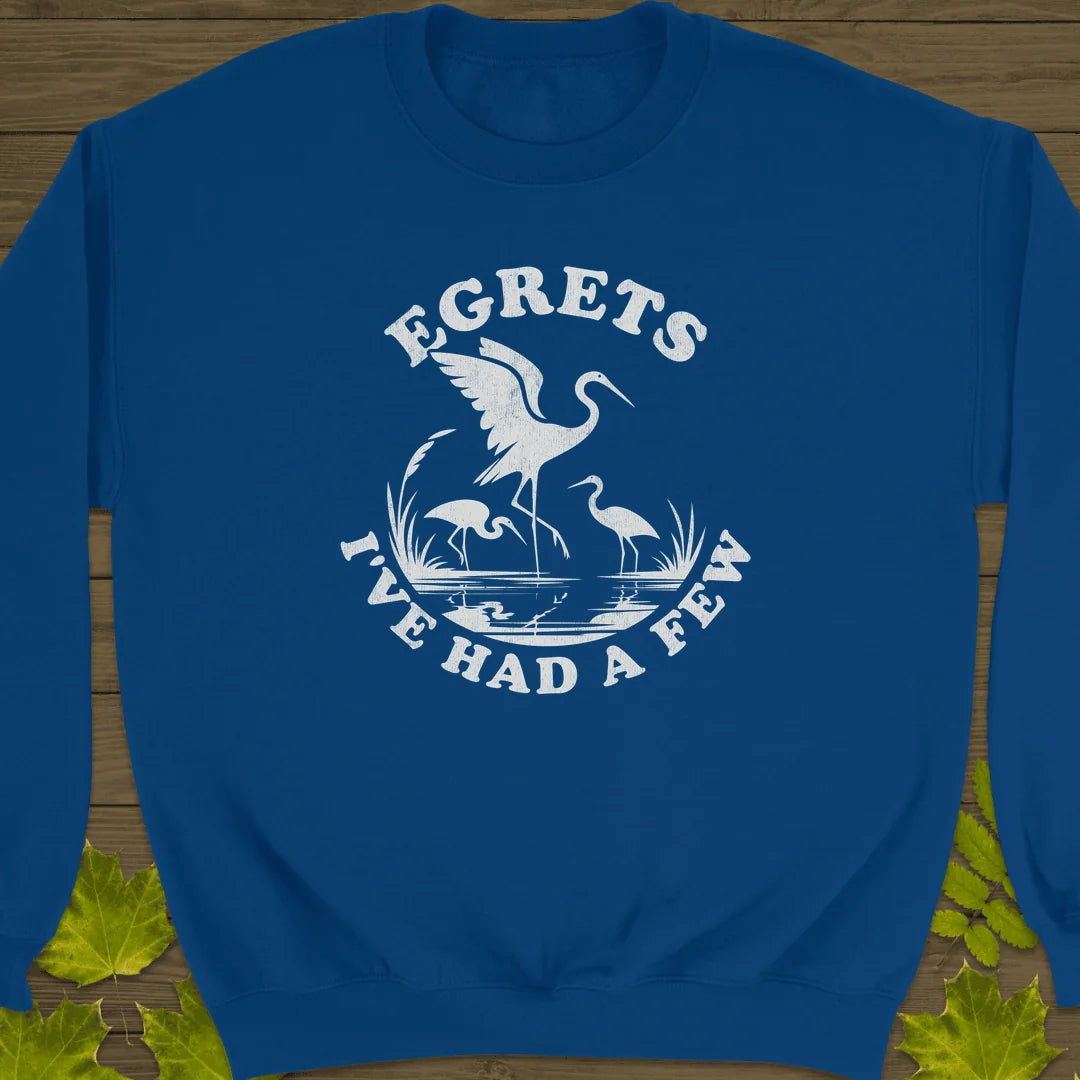 Egret Bird Pun Sweatshirt in Royal