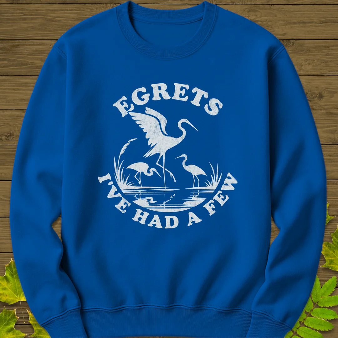 Egret Bird Pun Sweatshirt in Royal