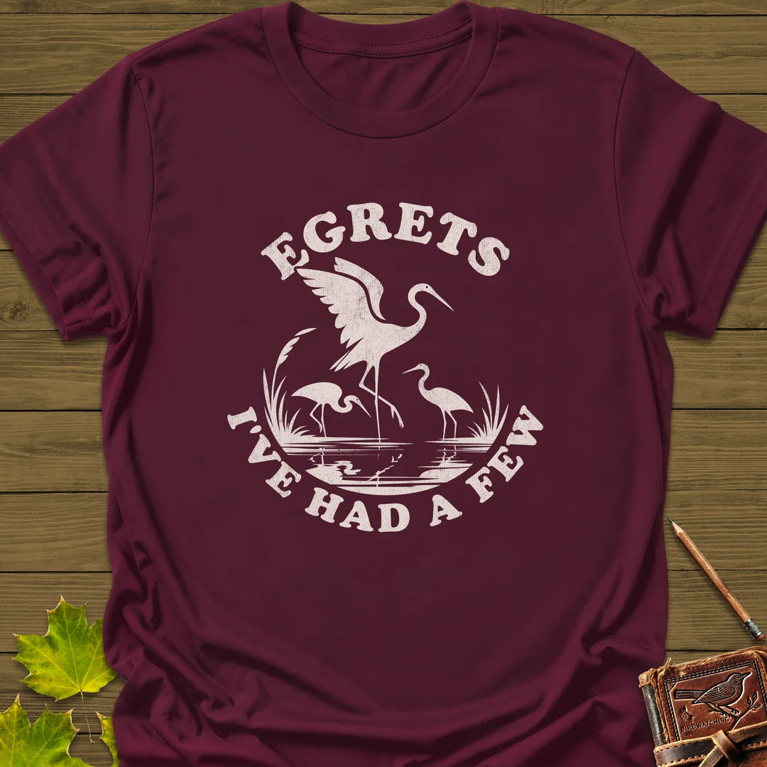 Egret Bird Pun T-Shirt in Maroon