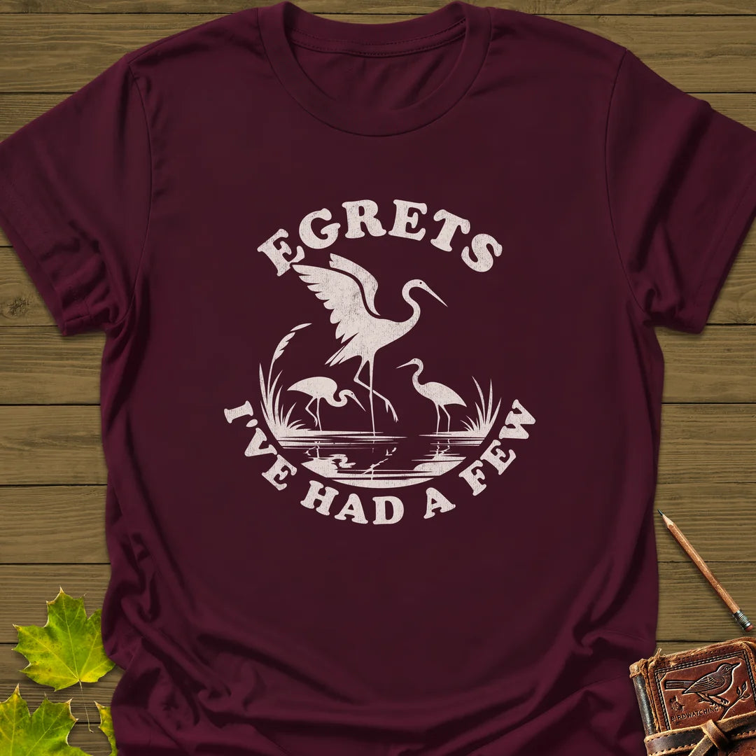 Egret Bird Pun T-Shirt in Maroon