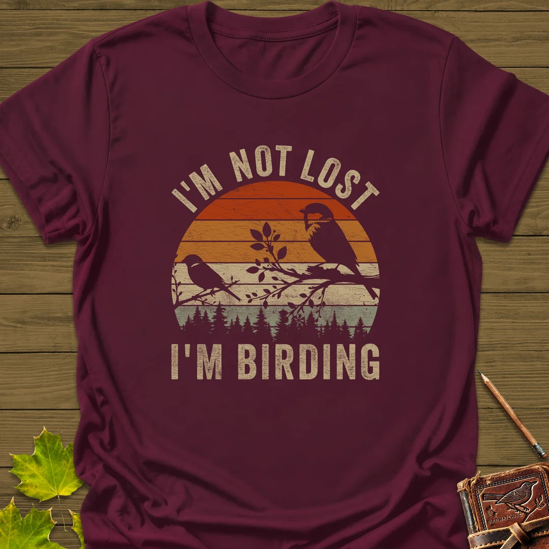 Not Lost, Birding T-Shirt in Maroon