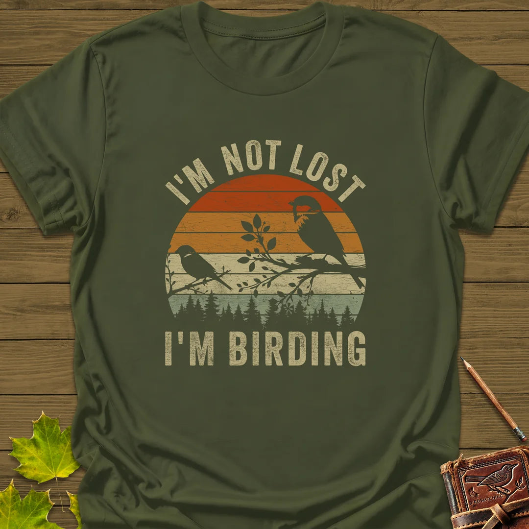 Not Lost, Birding T-Shirt in Military Green