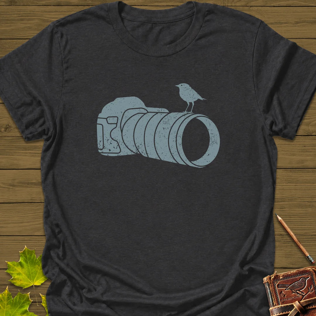 Retro Bird Photography T-Shirt in Dark Heather