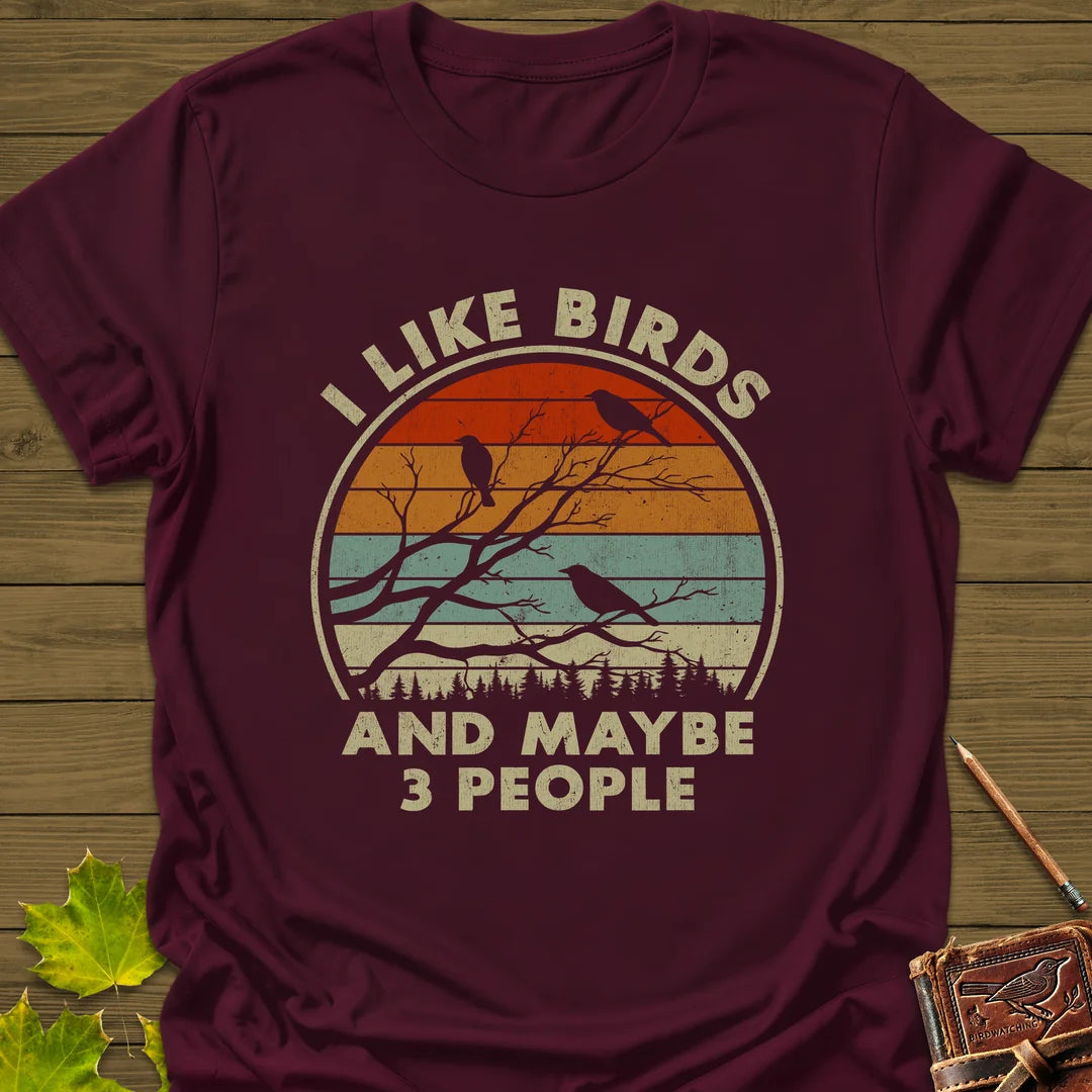 I Like Birds T-Shirt in Maroon
