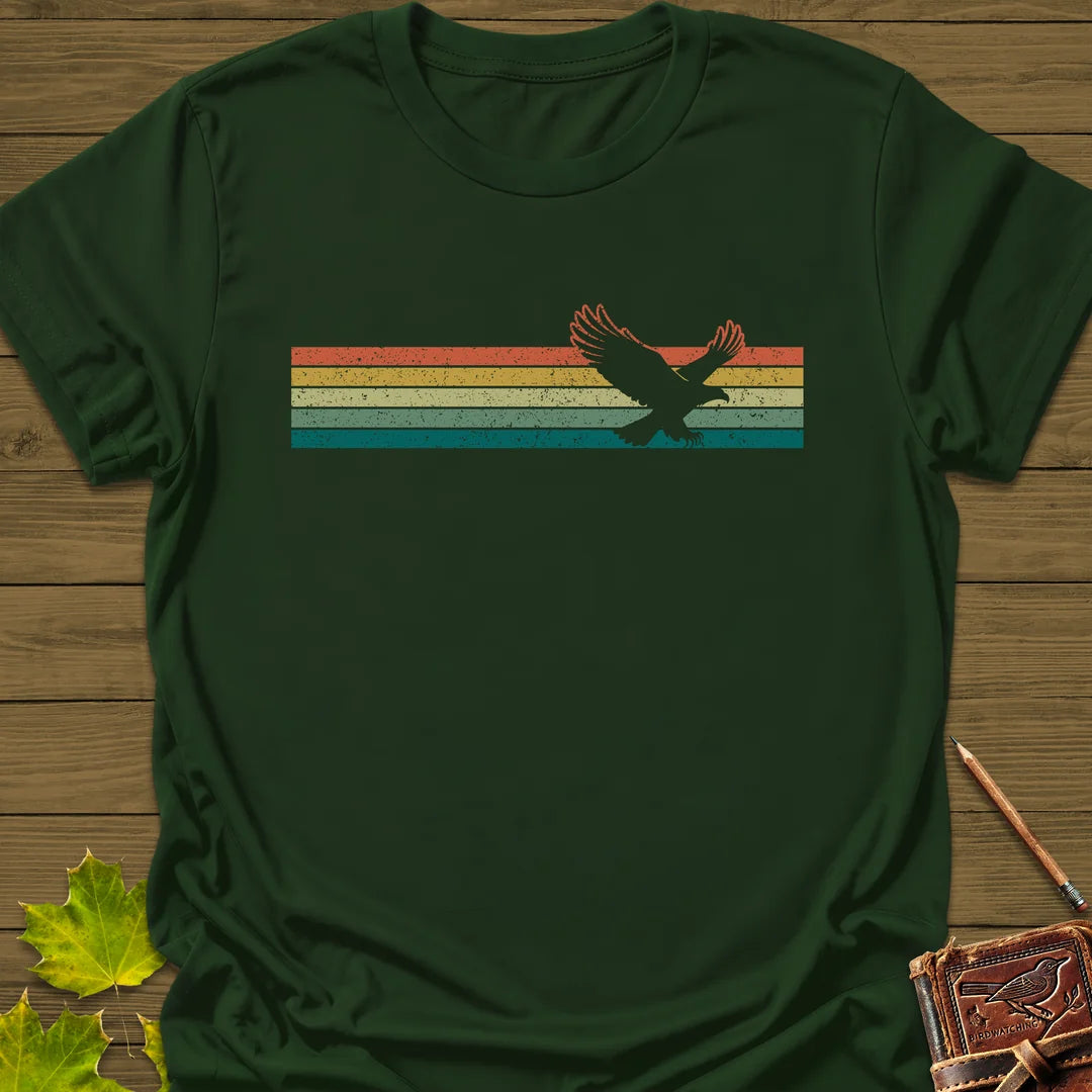 Retro Stripe Eagle T-Shirt in Forest Green