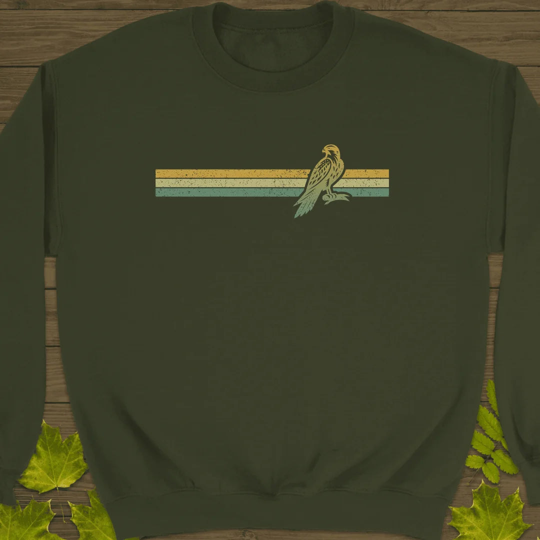 Retro Stripe Falcon Sweatshirt in Military Green