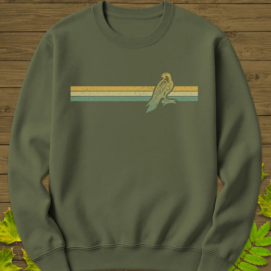 Retro Stripe Falcon Sweatshirt in Military Green