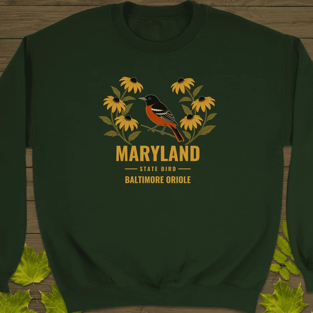 Maryland State Bird Sweatshirt in Forest Green