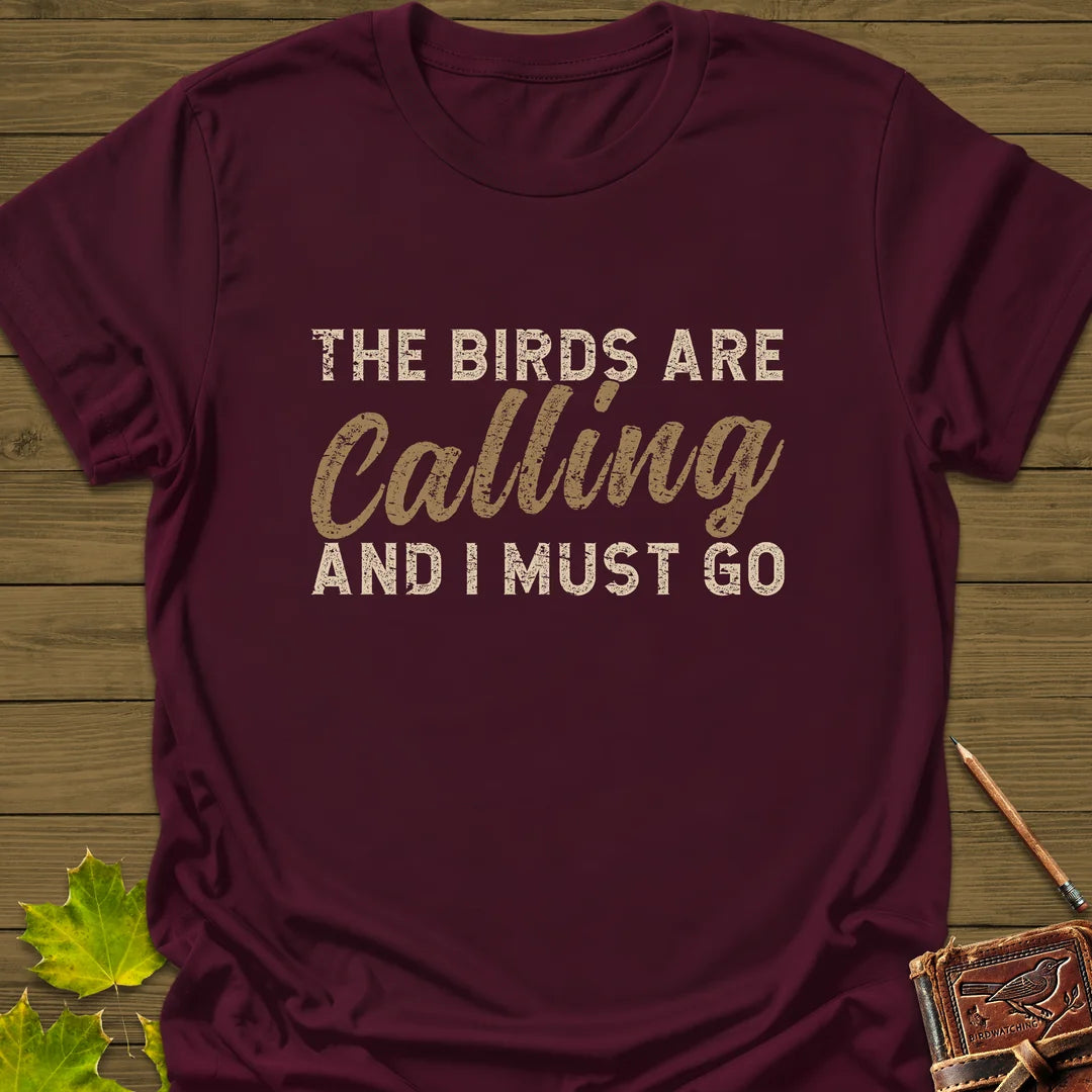 Birds Are Calling T-Shirt in Maroon