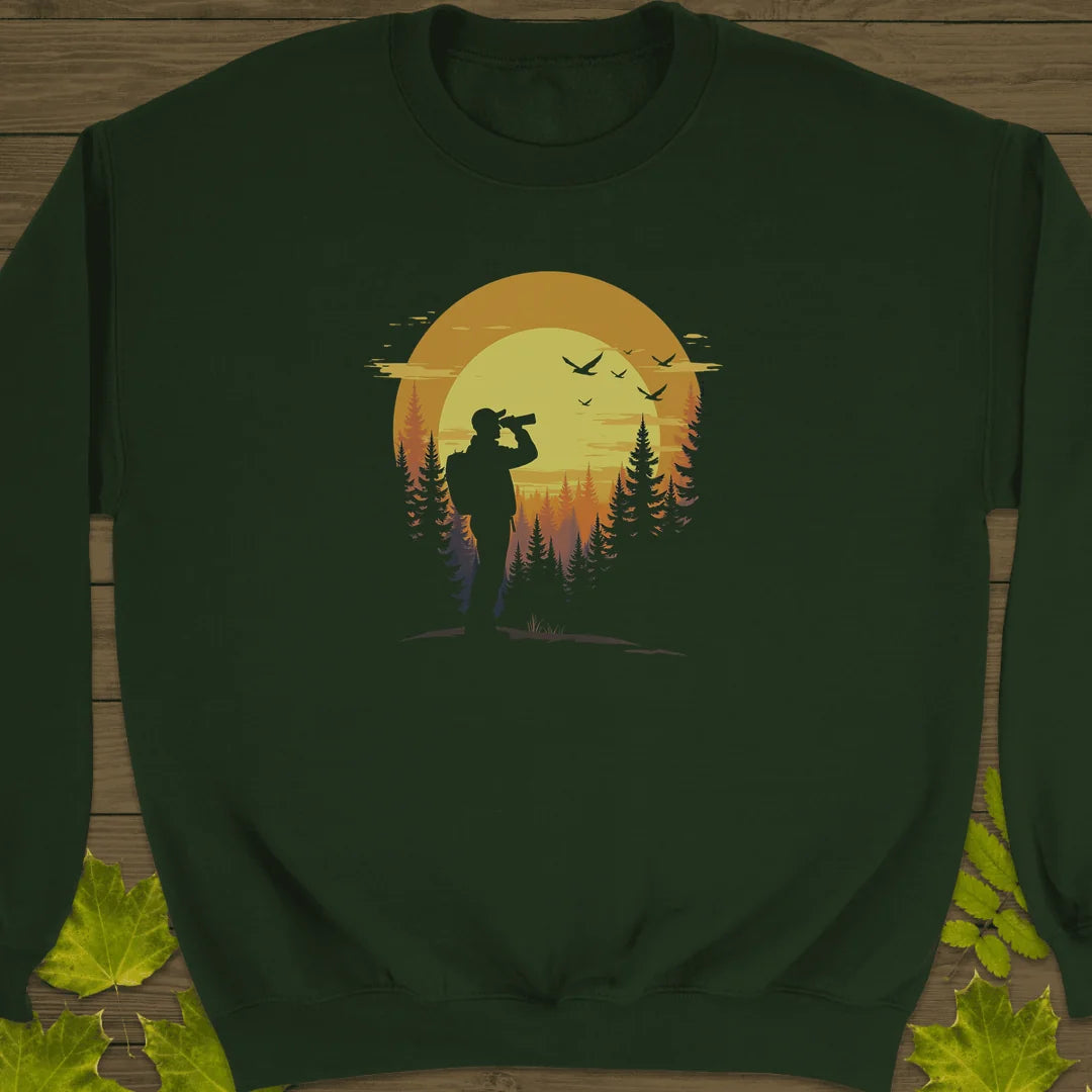 Birdwatcher’s Sunset Sweatshirt in Forest Green