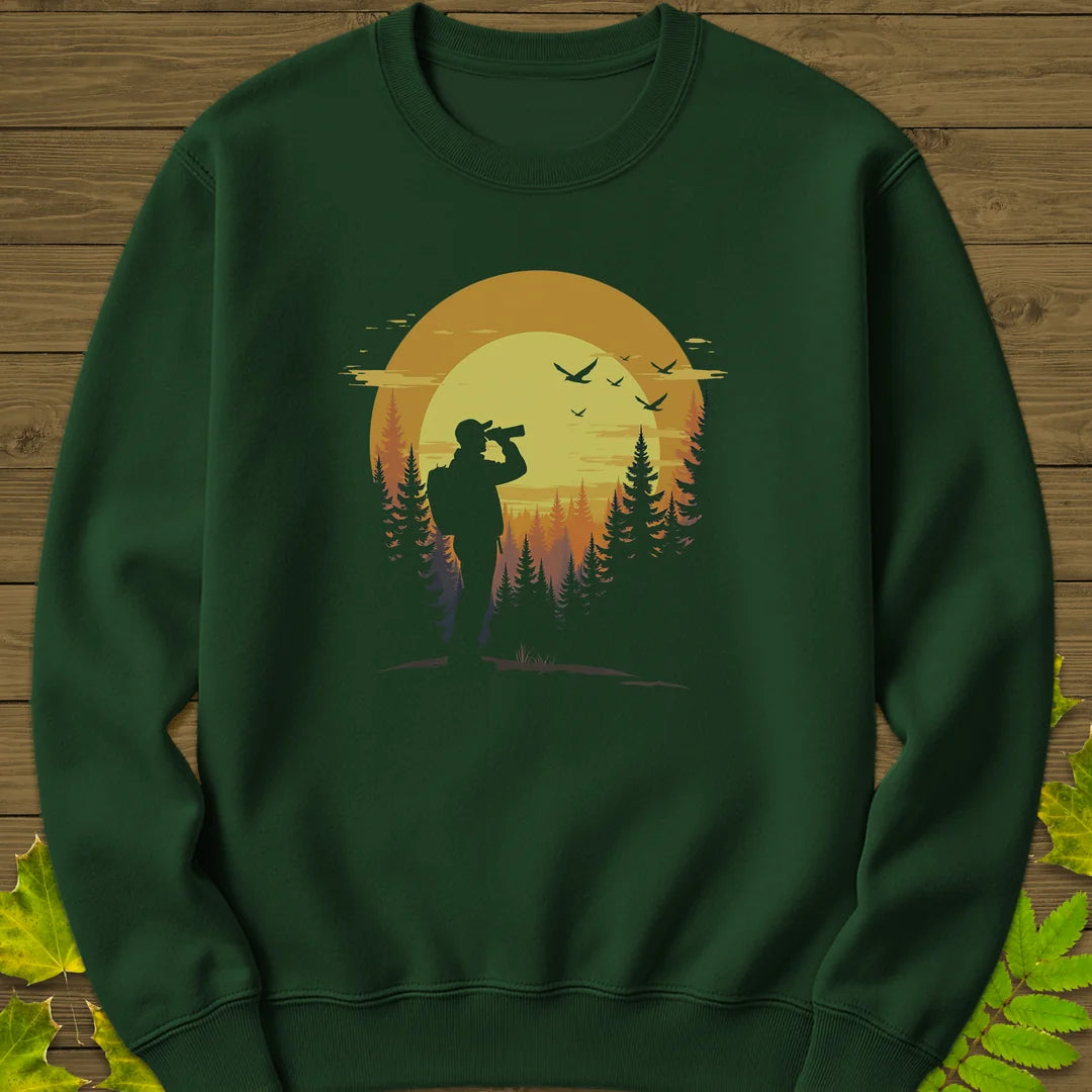 Birdwatcher’s Sunset Sweatshirt in Forest Green
