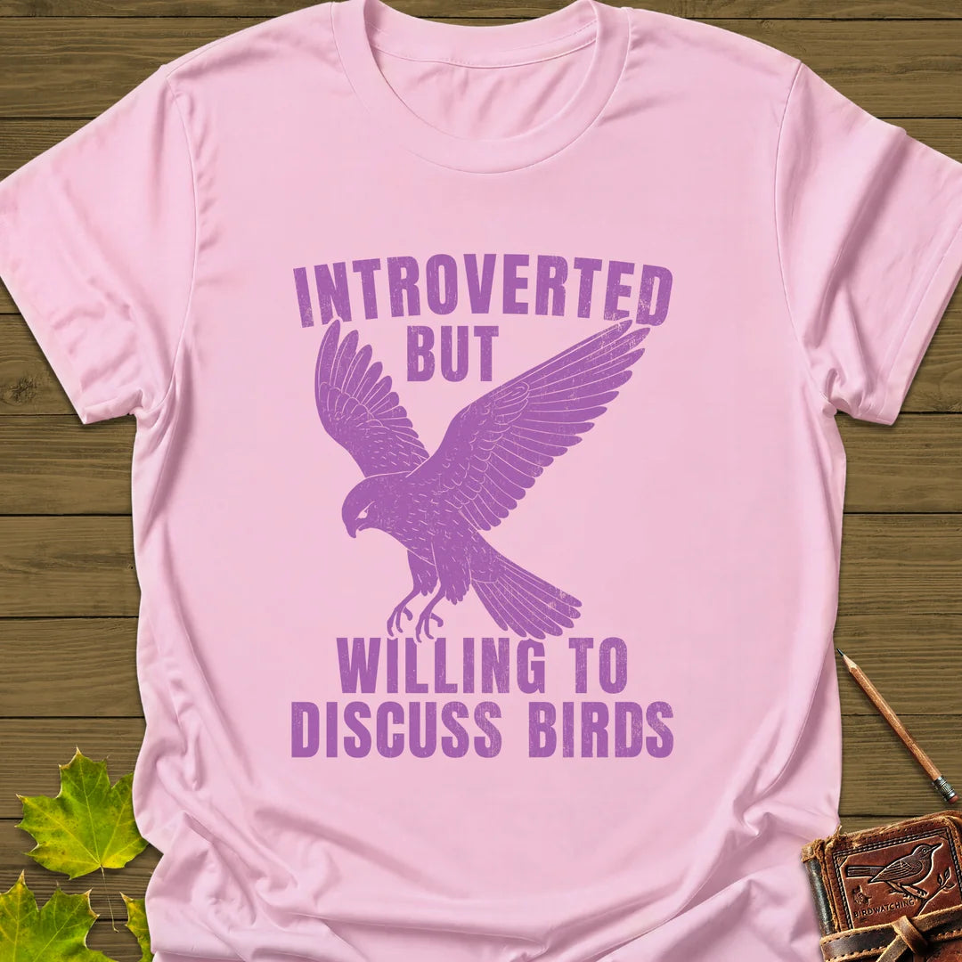 Willing To Discuss Birds T-Shirt in Light Pink