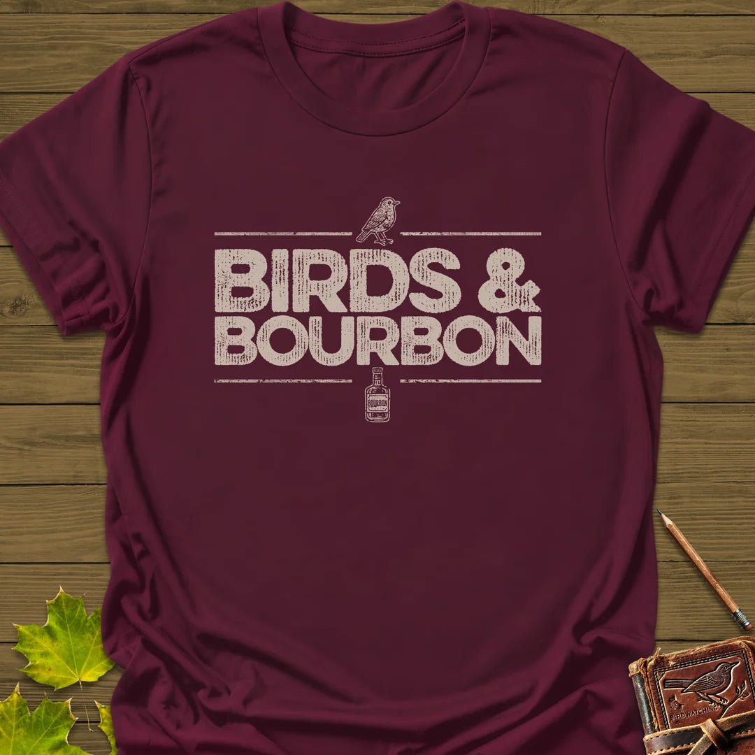 Birds & Bourbon T-Shirt in Maroon