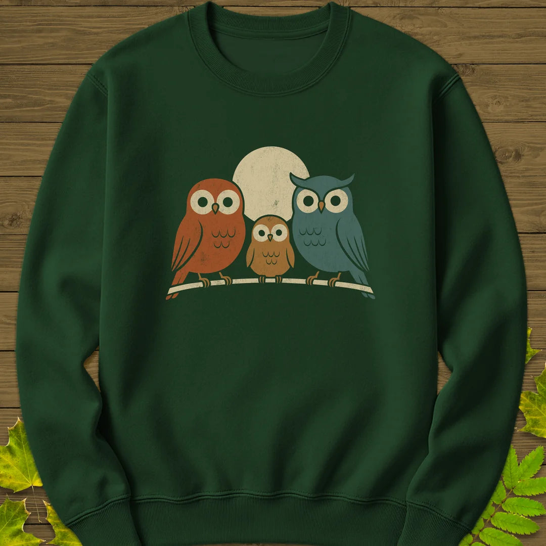 Moonlight Owls Sweatshirt in Forest Green