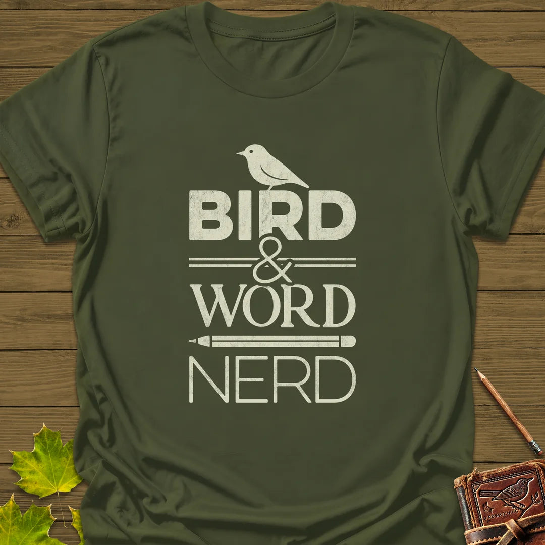 Bird Word Nerd T-Shirt in Military Green