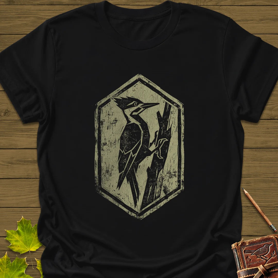 Woodpecker Silhouette T-Shirt in Black