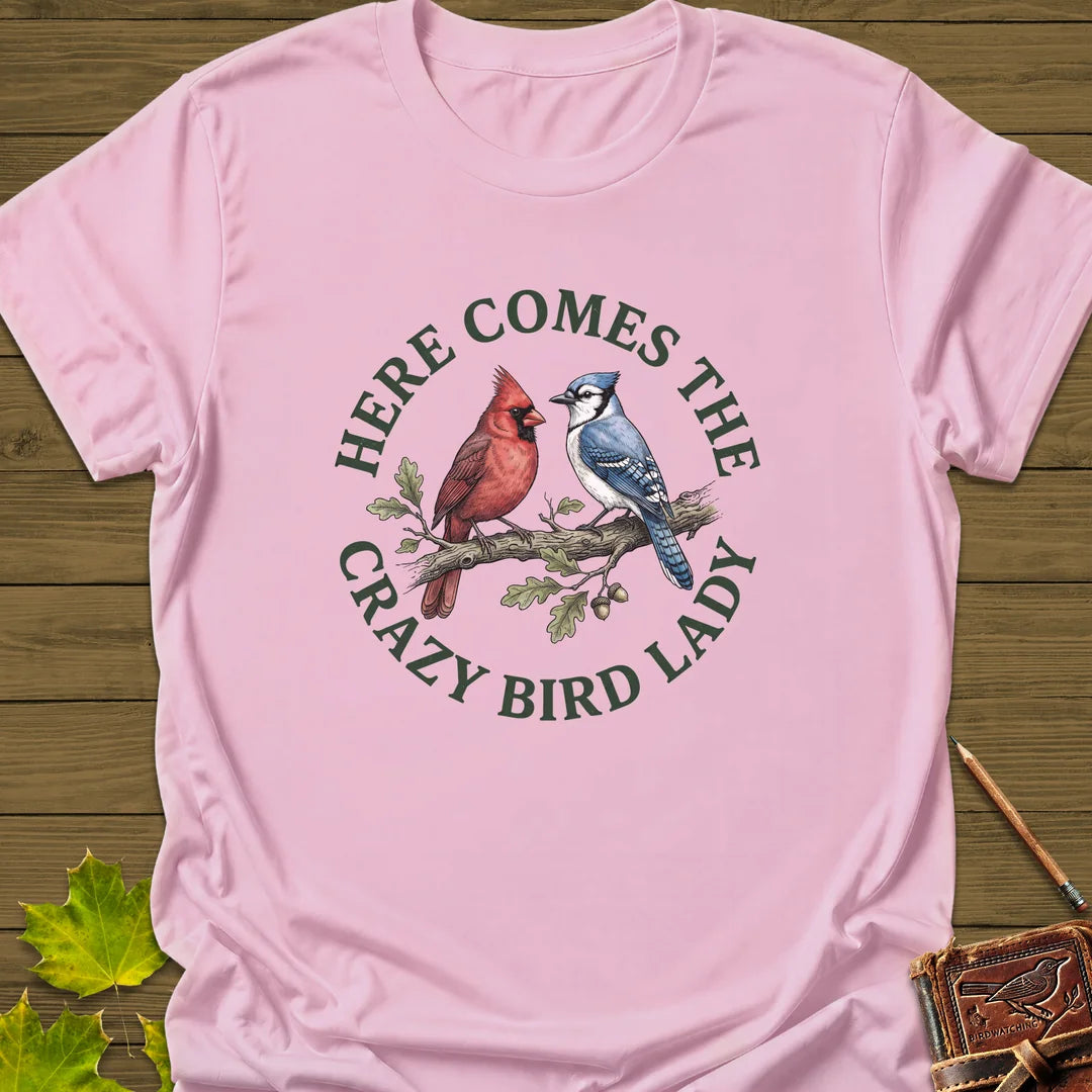 Crazy Bird Lady T-Shirt in Light Pink