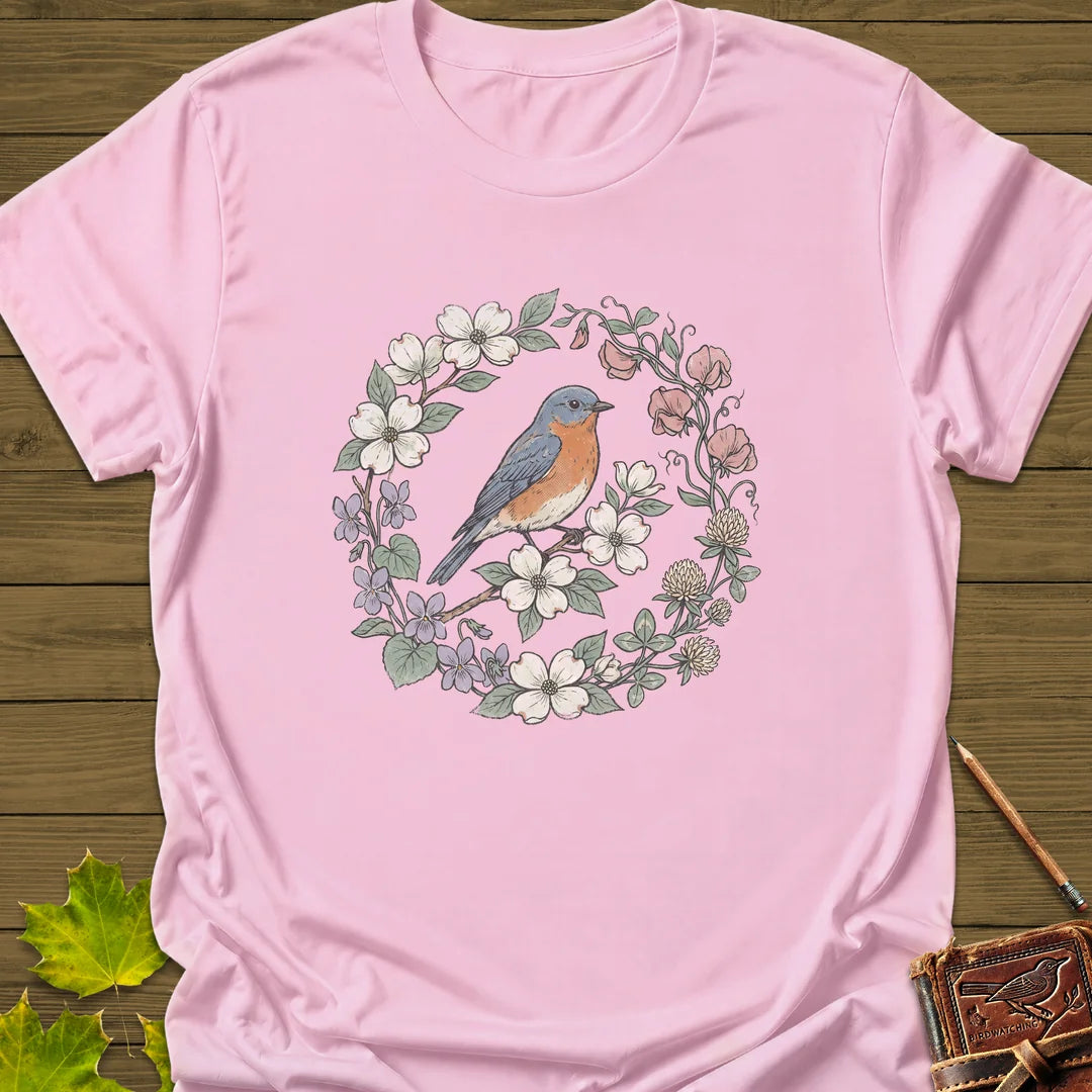 Blue & Bloom T-Shirt in Light Pink