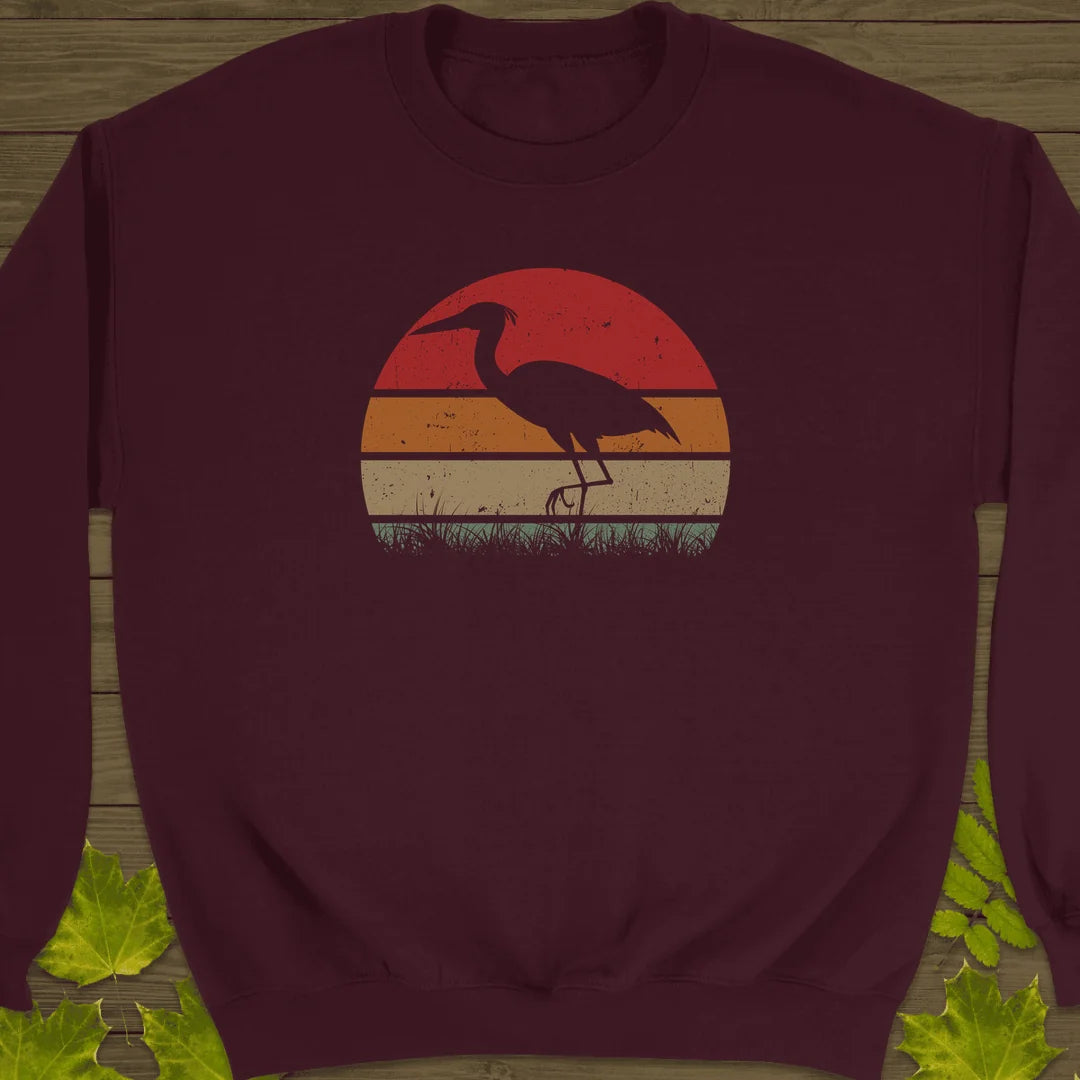 Vintage Wetlands Heron Sweatshirt in Maroon