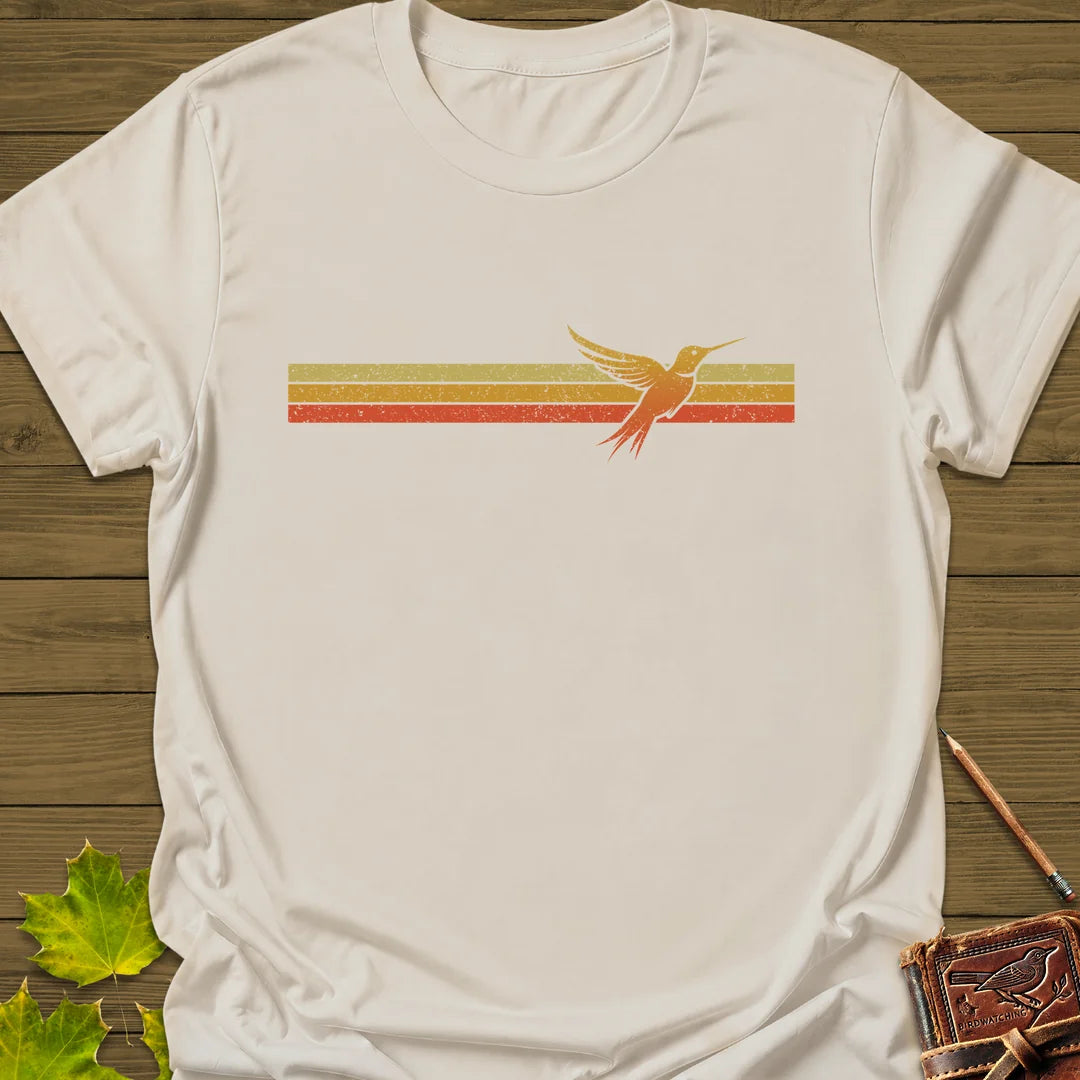 Retro Stripe Hummingbird T-Shirt in Natural